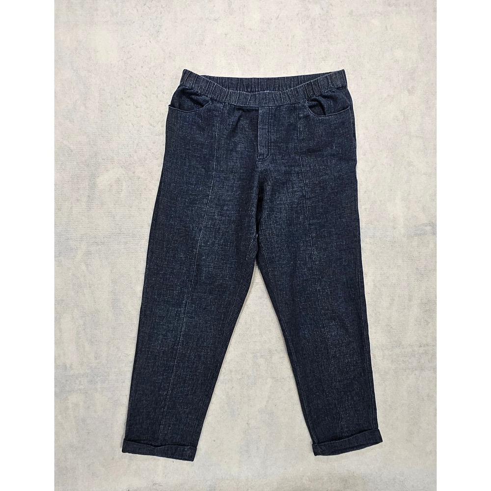 J. Jill Hemp Pants M 10 Pure Jill Blue Pull On Ccrap Pockets Relaxed Fit Woven